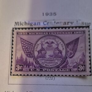 1935 Michigan Centennial 3¢ U.S. Postage Stamp - Purple